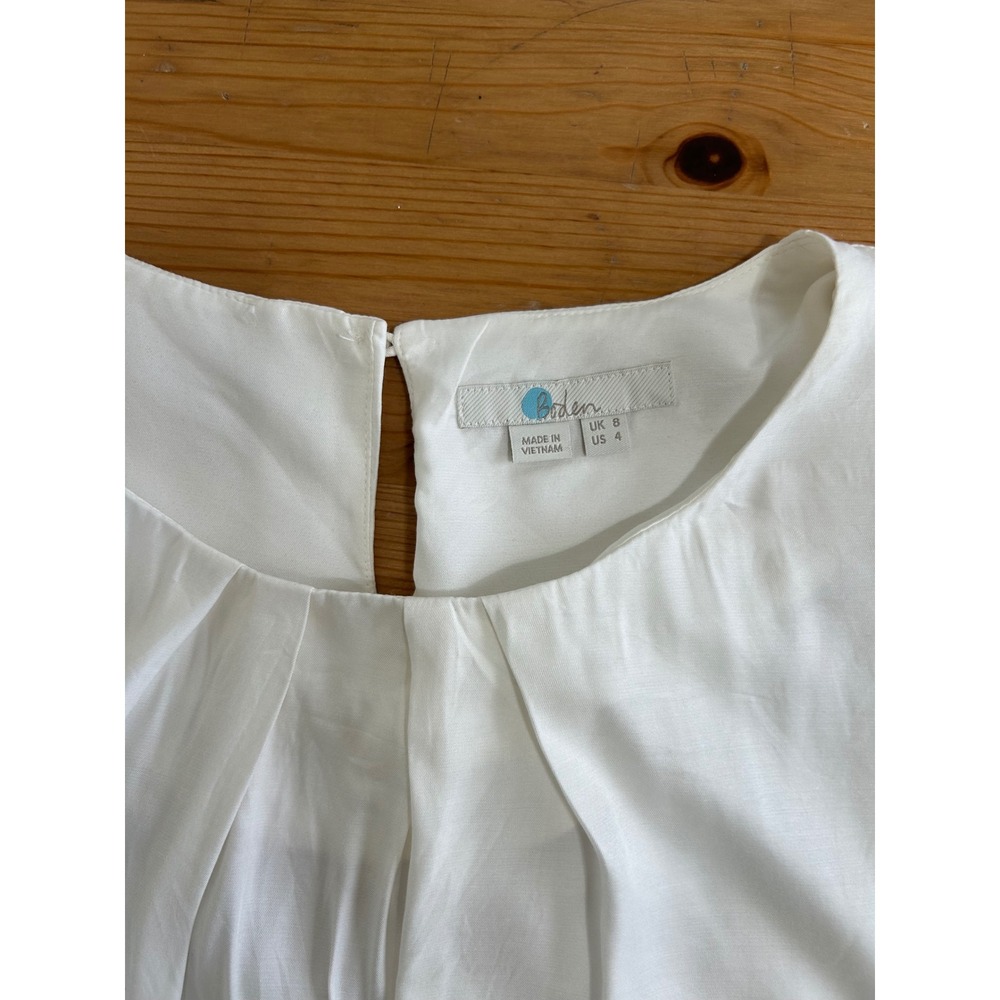 Boden Women Ravello White Silk Blend Elevated Basic Quiet Lux Blouse Top  US 4 - Picture 4 of 8
